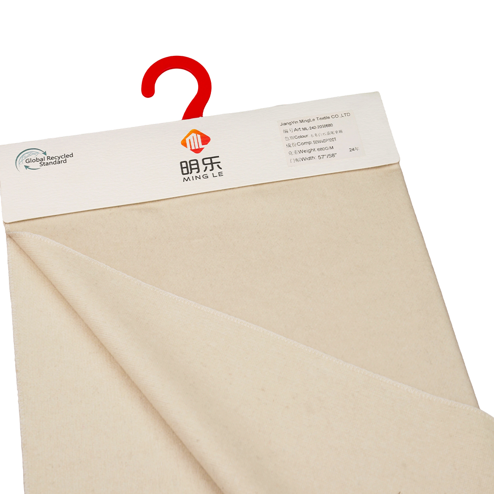 50% উল, 40% পলিয়েস্টার, 10% অন্যান্য ফাইবার, 680G/M, বেইজ, ক্রিস্টাল উল সিঙ্গেল-ফেস ওভারকোটিং, ML-242-2050680