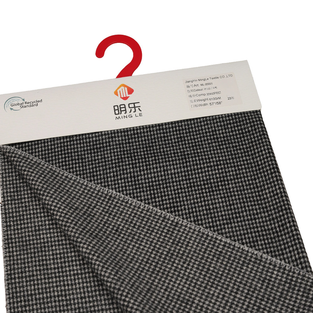 30% উল, 60% পলিয়েস্টার, 10% অন্যান্য ফাইবার, 610G/M, কালো এবং সাদা, প্লেড সিঙ্গেল-ফেস ওভারকোটিং ফ্যাব্রিক, ML-20001