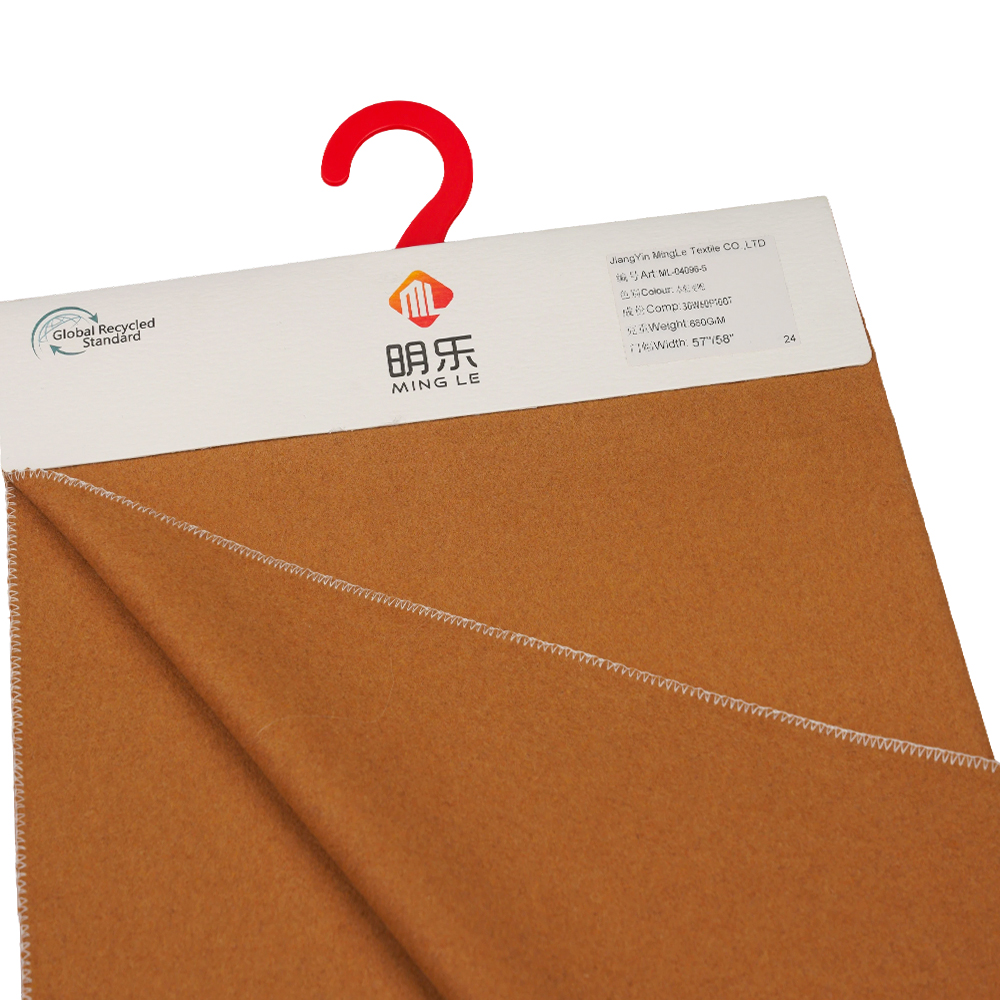 30% উল, 60% পলিয়েস্টার, 10% অন্যান্য ফাইবার, 680G/M, বাদামী গম, মেল্টন ওভারকোটিং ফ্যাব্রিক, ML-04096-5