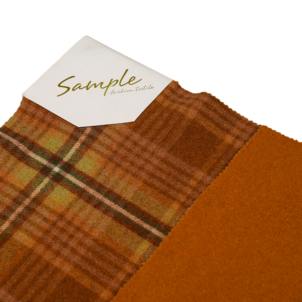 50% উল, 40% পলিয়েস্টার, 10% অন্যান্য ফাইবার, 860G/M, বাদামী এবং হলুদ চেকার্ড, ভেলভেট ফ্যাব্রিক, ML-062142104