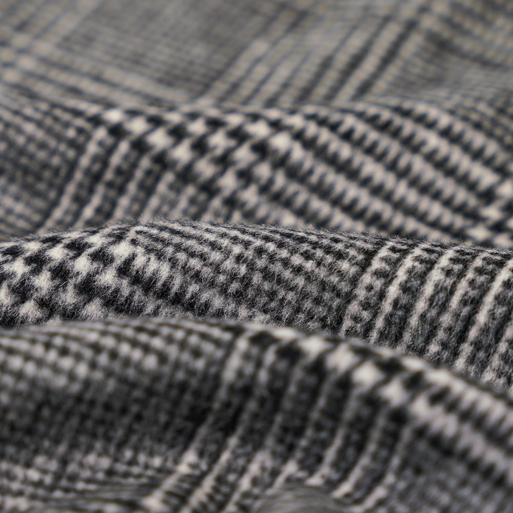 30% উল, 60% পলিয়েস্টার, 10% অন্যান্য ফাইবার, 610G/M, কালো এবং সাদা, প্লেড সিঙ্গেল-ফেস ওভারকোটিং ফ্যাব্রিক, ML-20001